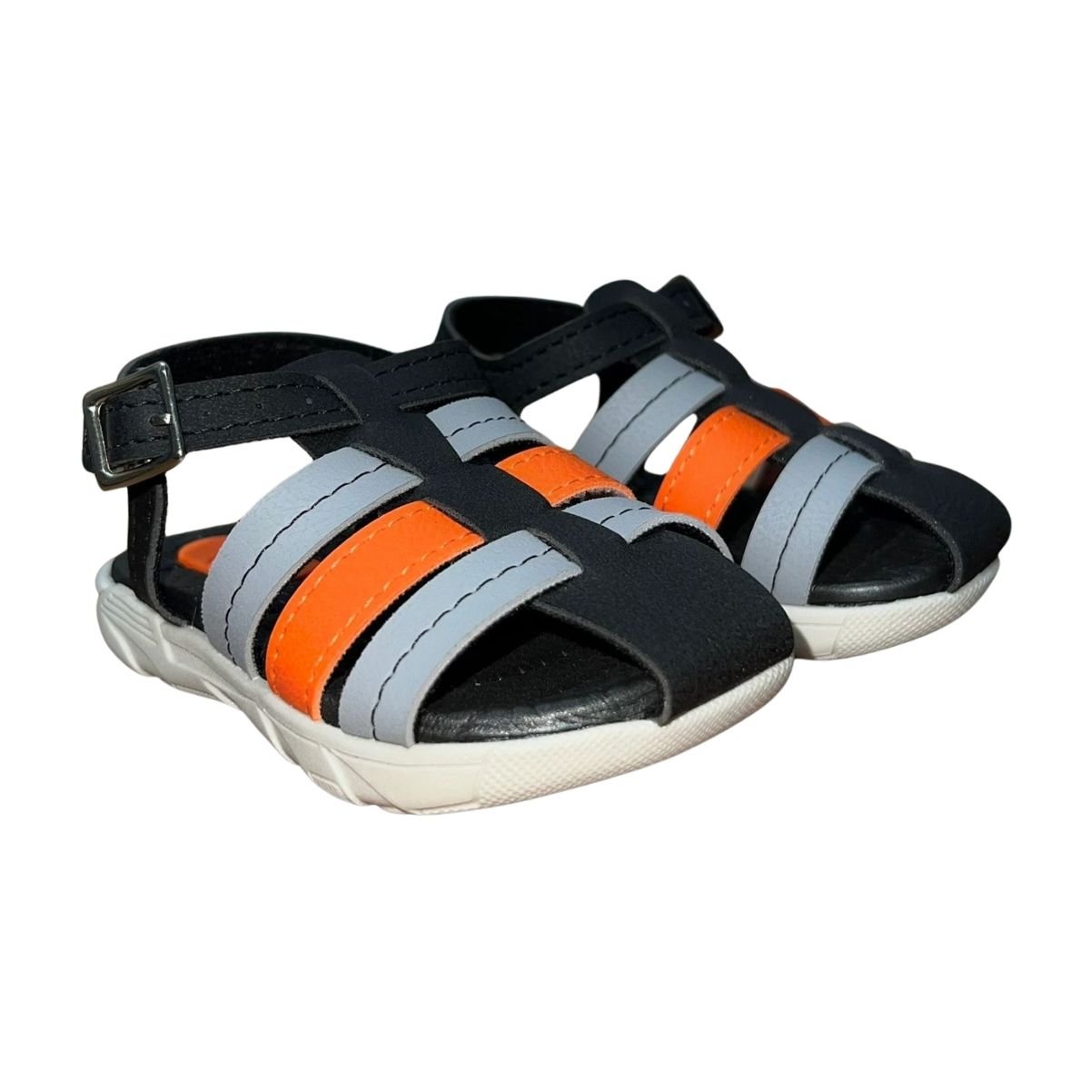 Sandália Gladiadora Infantil Menino Molekinho 2135.621 Preto Preto/Azul/Laranja 2