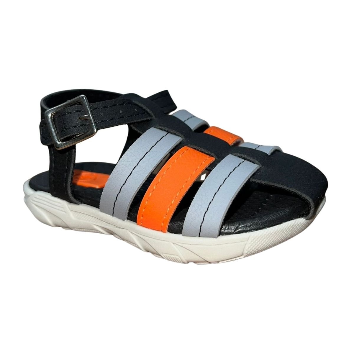 Sandália Gladiadora Infantil Menino Molekinho 2135.621 Preto Preto/Azul/Laranja 3