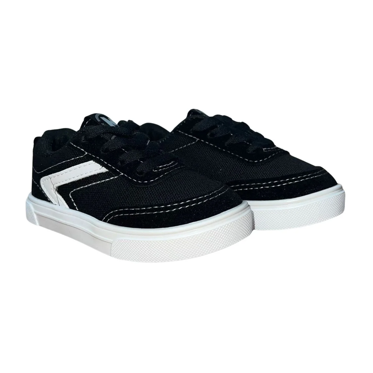 Tênis Slip On Casual com Cadarço Estilizado de Lona Infantil Menino Molekinho 2133.178 Preto Preto 2