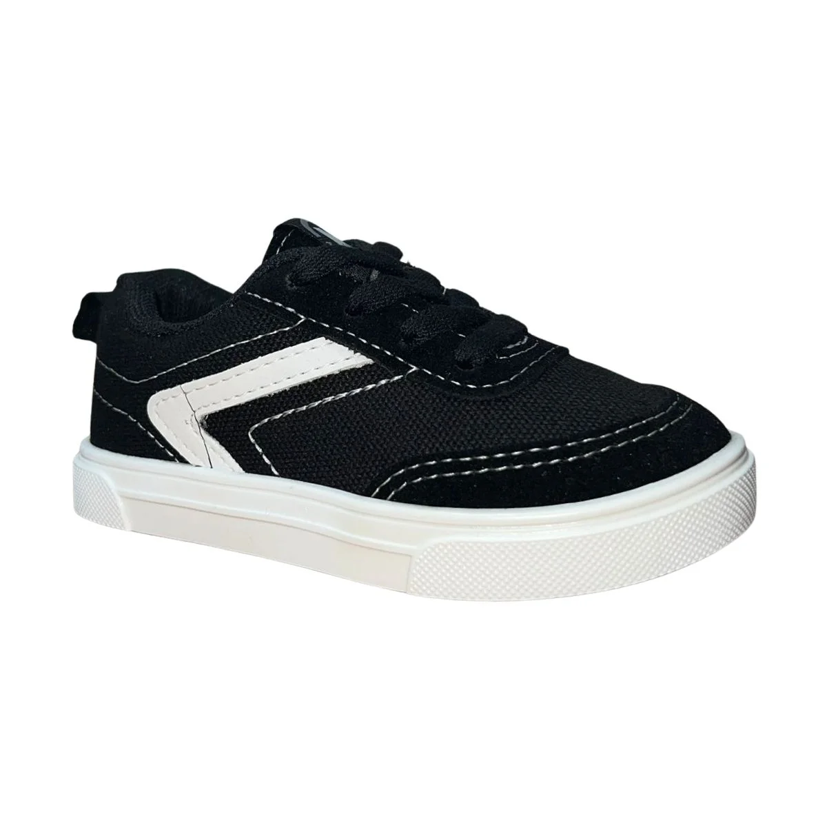 Tênis Slip On Casual com Cadarço Estilizado de Lona Infantil Menino Molekinho 2133.178 Preto Preto 3
