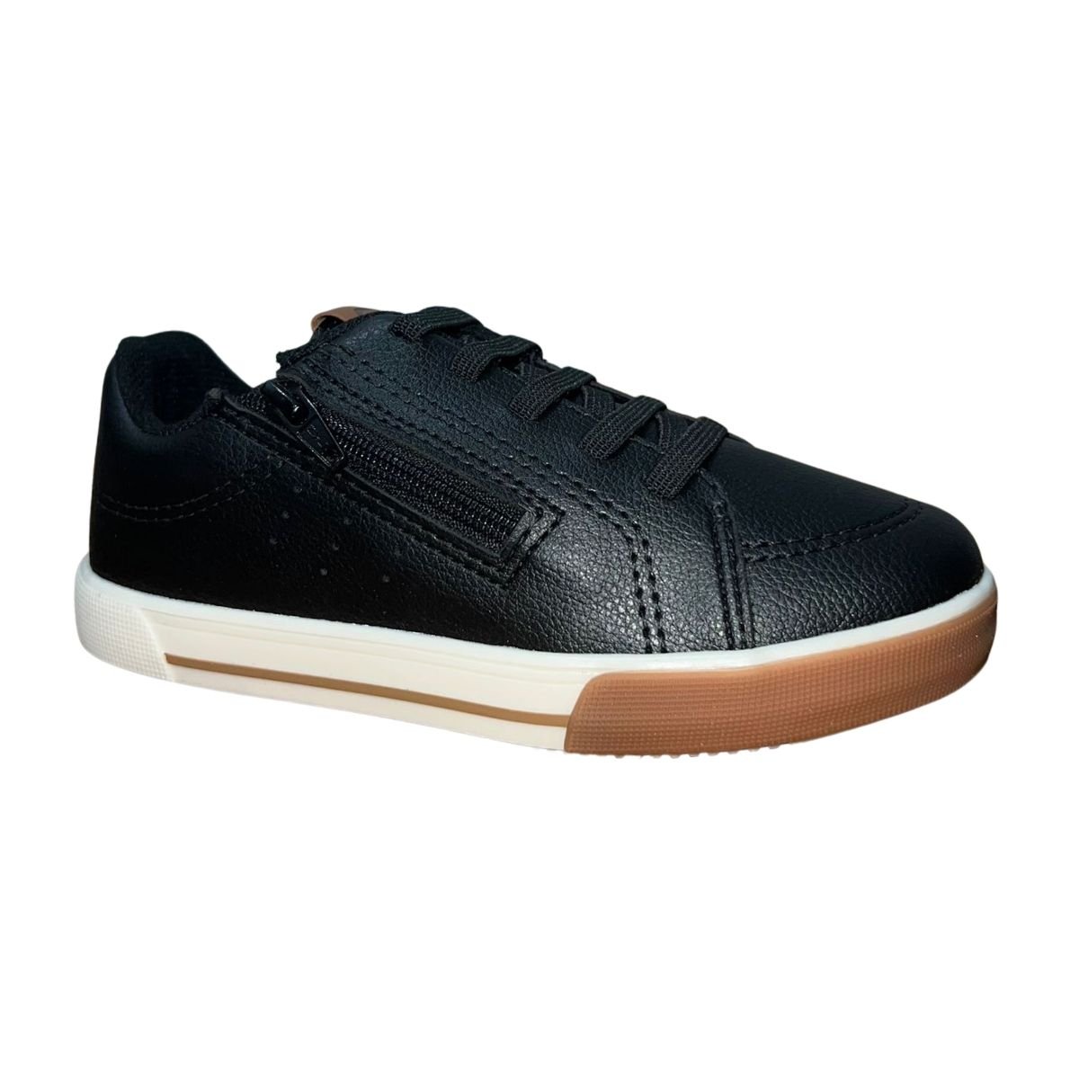 Tênis Casual de Zíper com Cadarço Estilizado Infantil Menino Molekinho 2842.209 Preto Preto 3