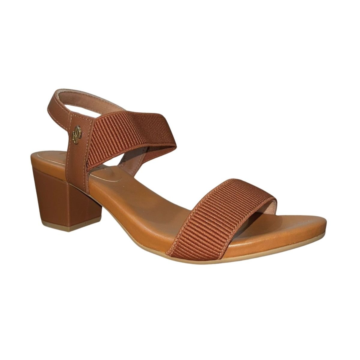 Sandália de Salto Bloco Casual de Couro com Tira Elástica Feminino Usaflex Y8404015 Marrom Marrom 3
