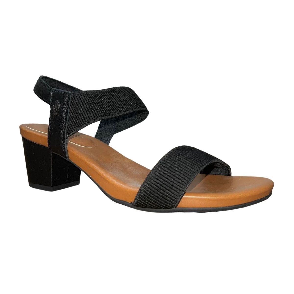 Sandália de Salto Bloco Casual de Couro com Tira Elástica Feminino Usaflex Y8404014 Preto Preto 3