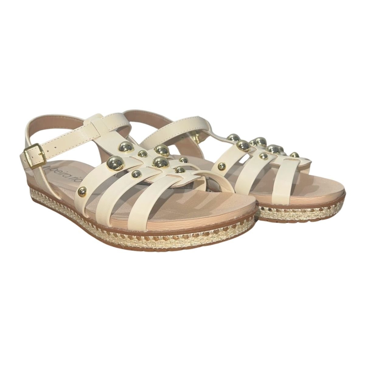 Sandália Rasteira Casual Feminino Beira-Rio 8321.1753 Creme Creme 2