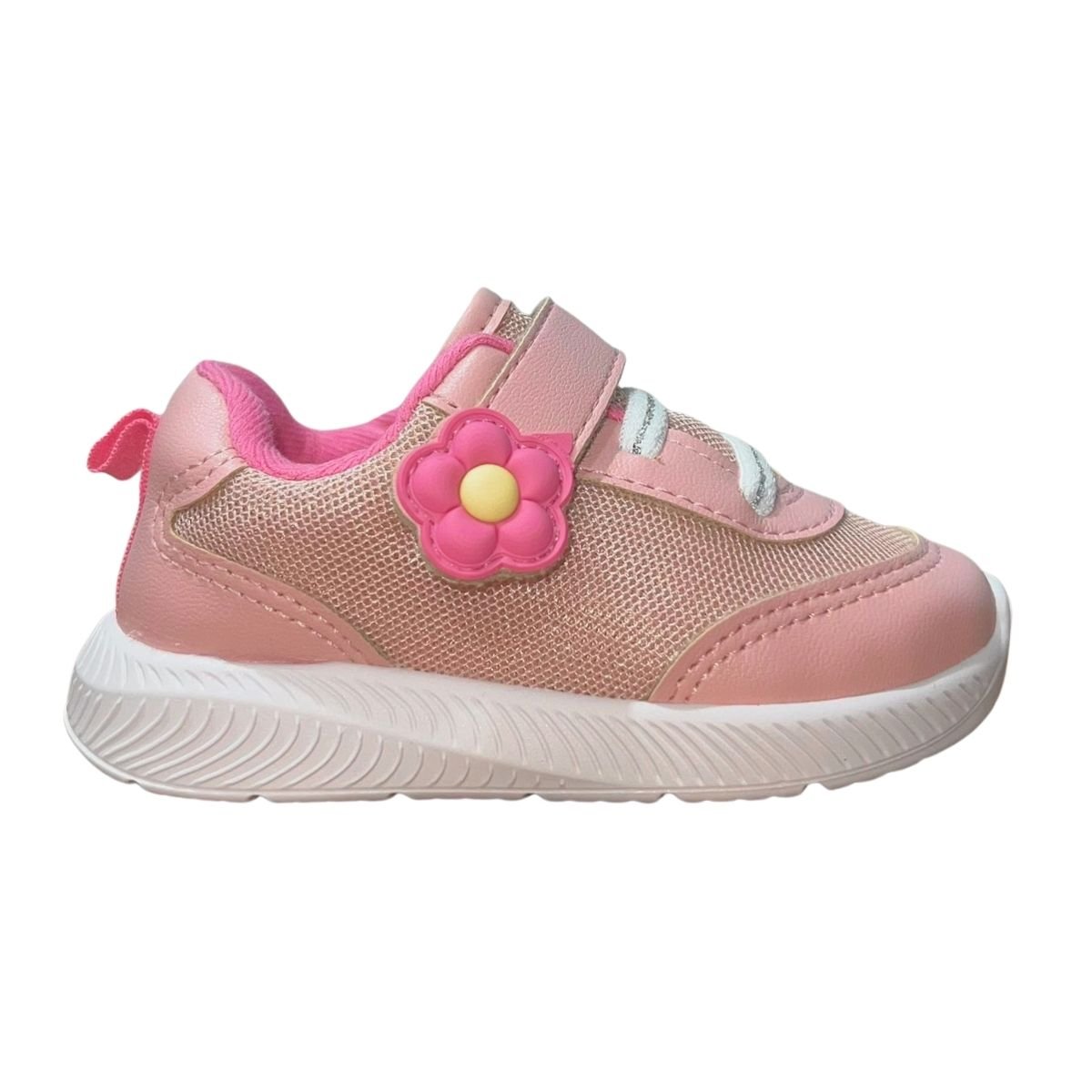 Tênis Slip On de Tira Colante Enfeite Flor Infantil Menina Molekinha 2723.119 Rosa Rosa 1