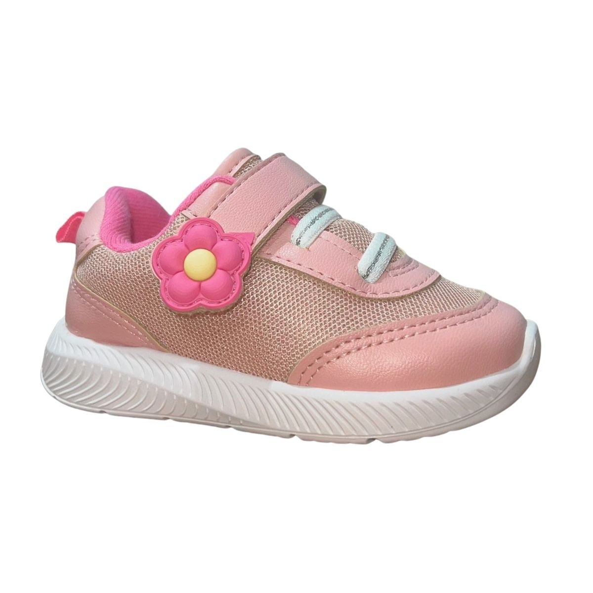 Tênis Slip On de Tira Colante Enfeite Flor Infantil Menina Molekinha 2723.119 Rosa Rosa 3