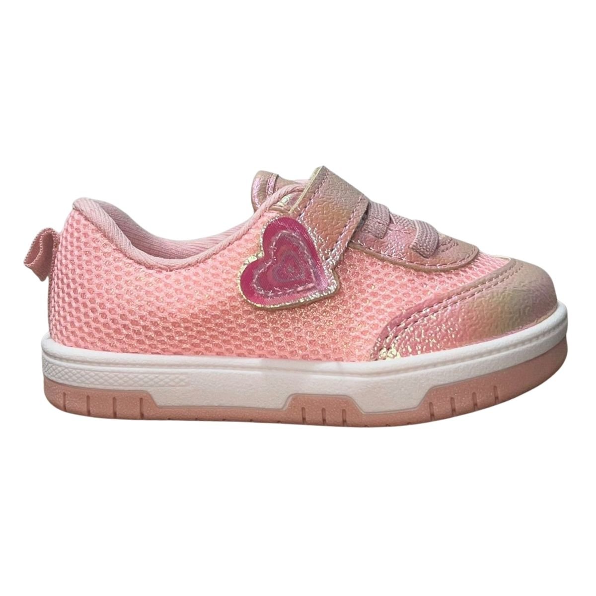 Tênis Slip On de Tira Colante Enfeite Coração Infantil Menina Molekinha 2728.103 Rosa