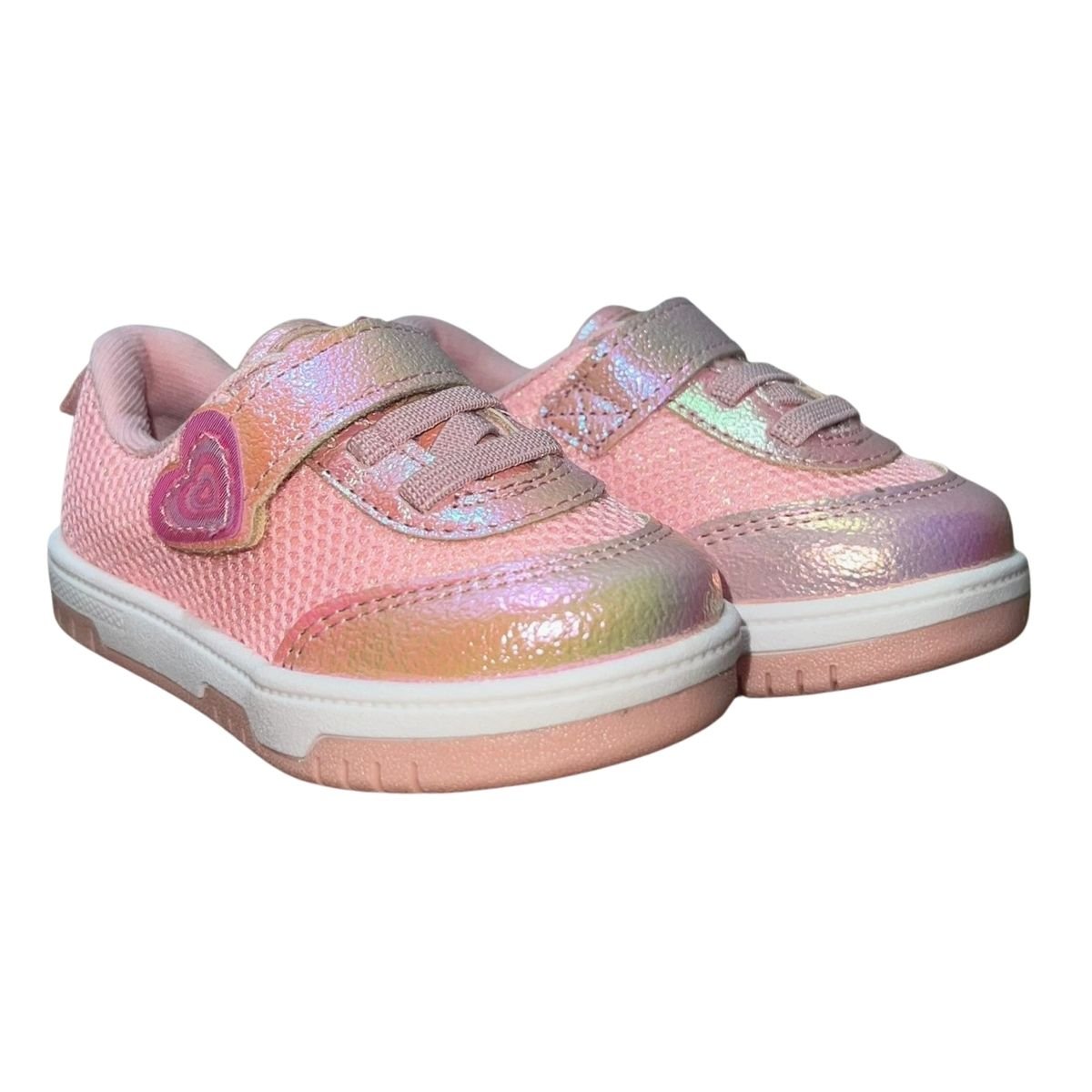 Tênis Slip On de Tira Colante Enfeite Coração Infantil Menina Molekinha 2728.103 Rosa Rosa 2