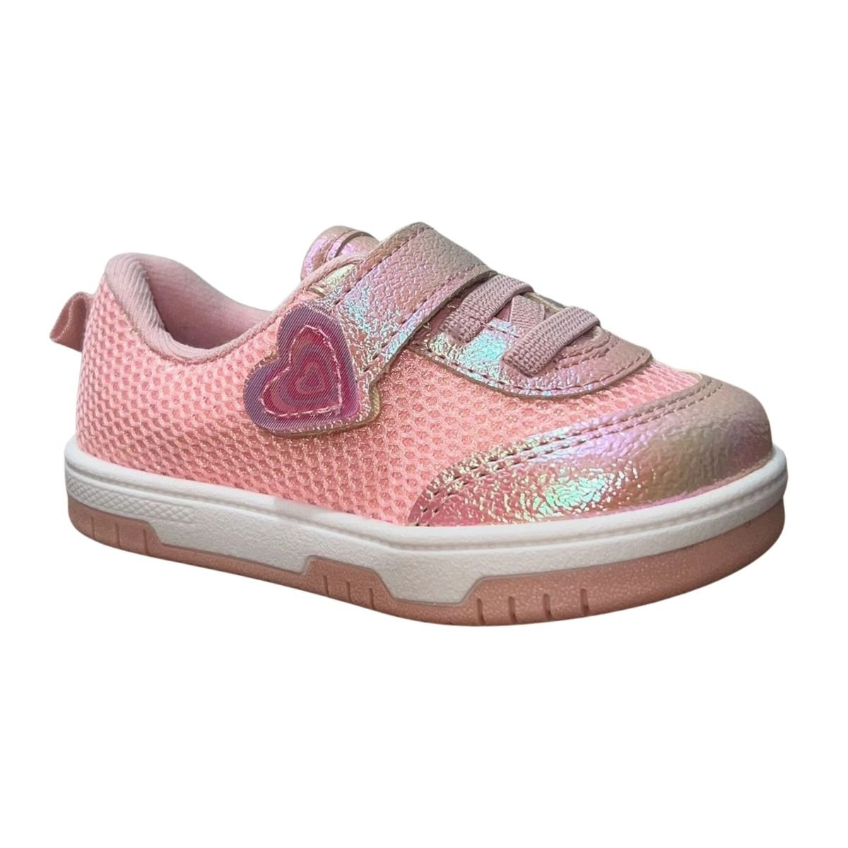 Tênis Slip On de Tira Colante Enfeite Coração Infantil Menina Molekinha 2728.103 Rosa Rosa 3