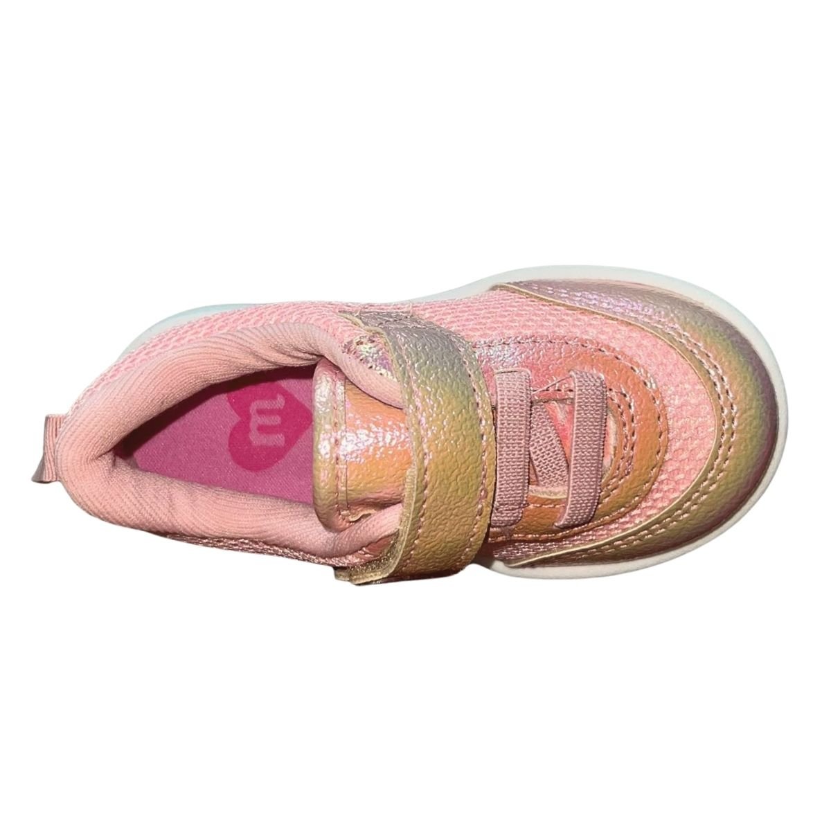 Tênis Slip On de Tira Colante Enfeite Coração Infantil Menina Molekinha 2728.103 Rosa Rosa 4