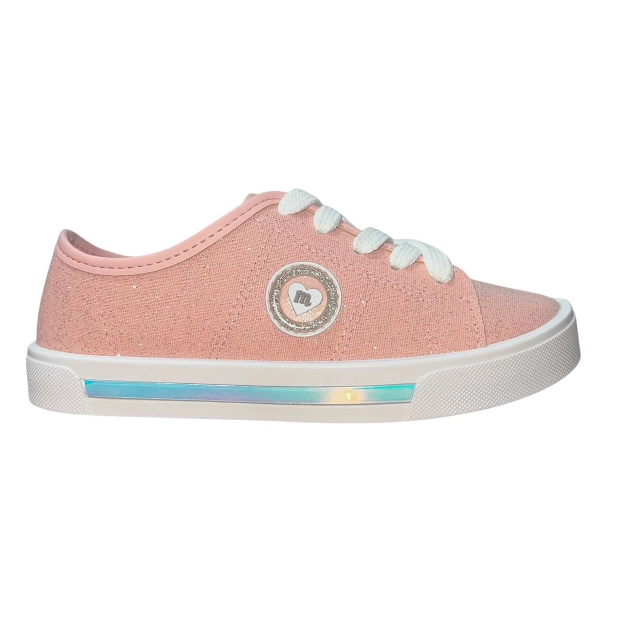Tênis Casual de Lona Com Glitter Infantil Menina Molekinha 2524.353 Rosa Rosa 1