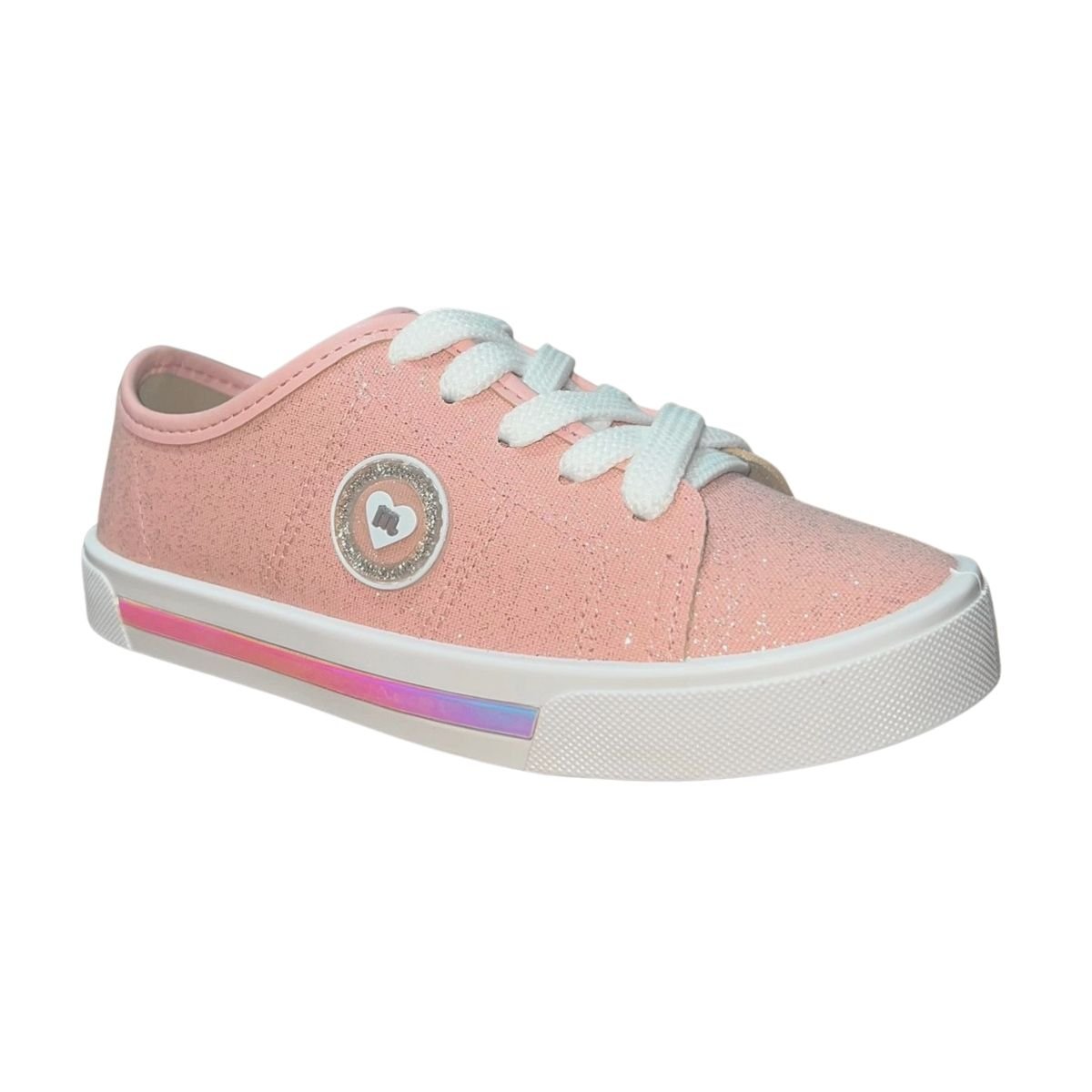 Tênis Casual de Lona Com Glitter Infantil Menina Molekinha 2524.353 Rosa Rosa 3