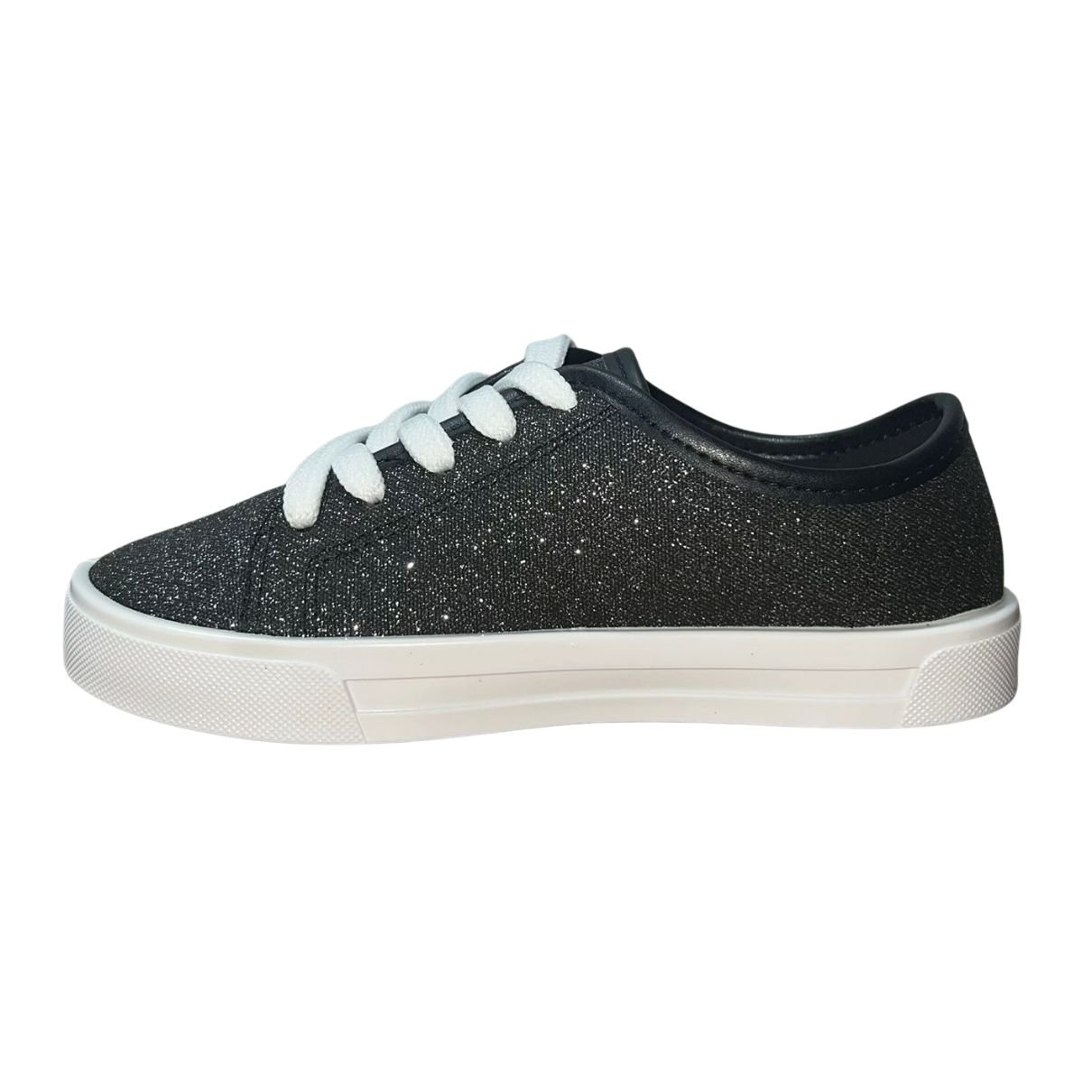 Tênis Casual de Lona Com Glitter Infantil Menina Molekinha 2524.353 Preto Preto 5