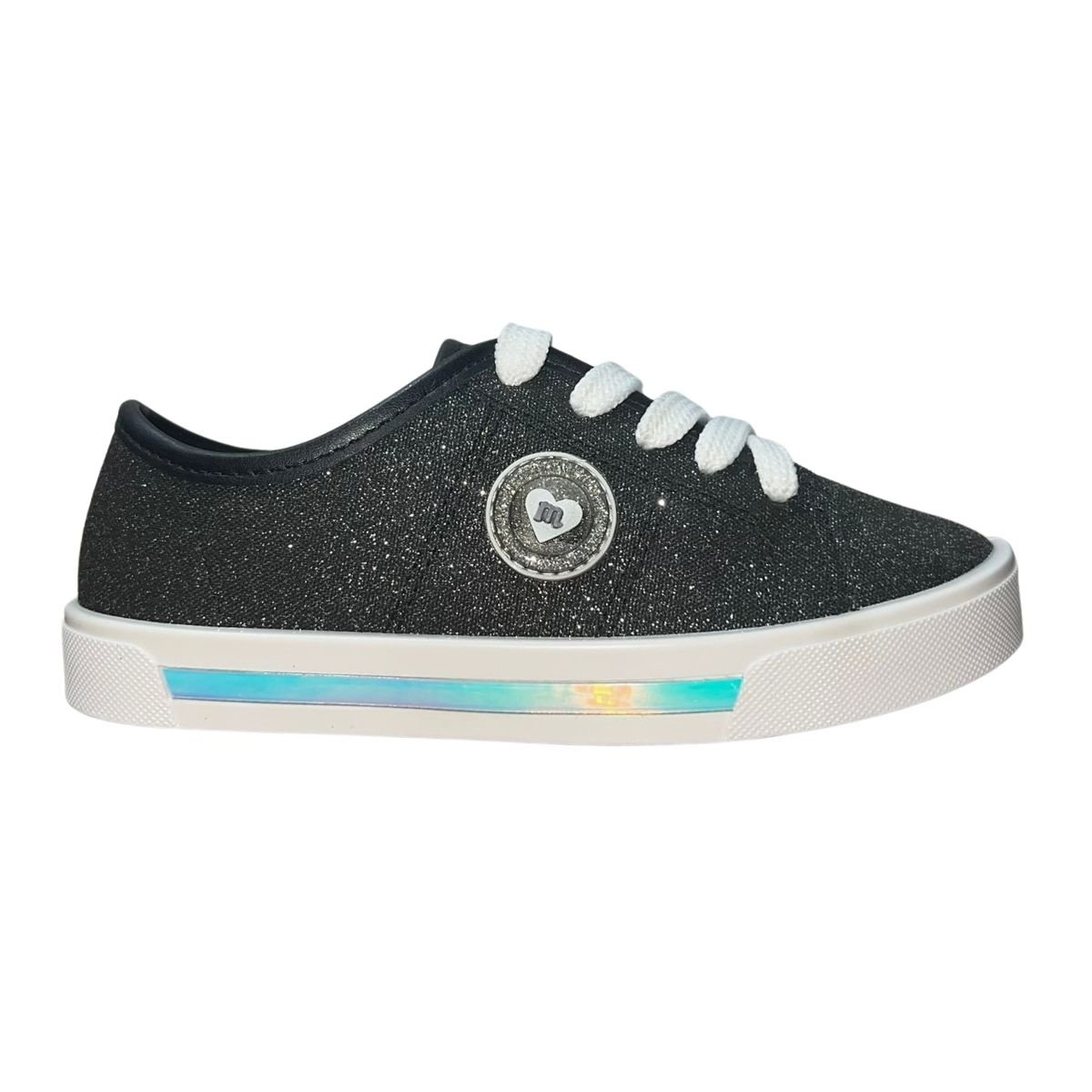 Tênis Casual de Lona Com Glitter Infantil Menina Molekinha 2524.353 Preto
