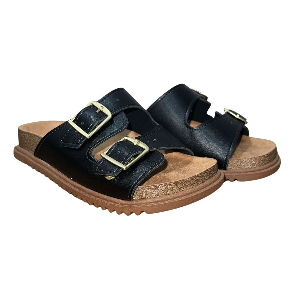 Sandália Slide de Fivela Infantil Menina Molekinha 2357.103 Preto Preto 2