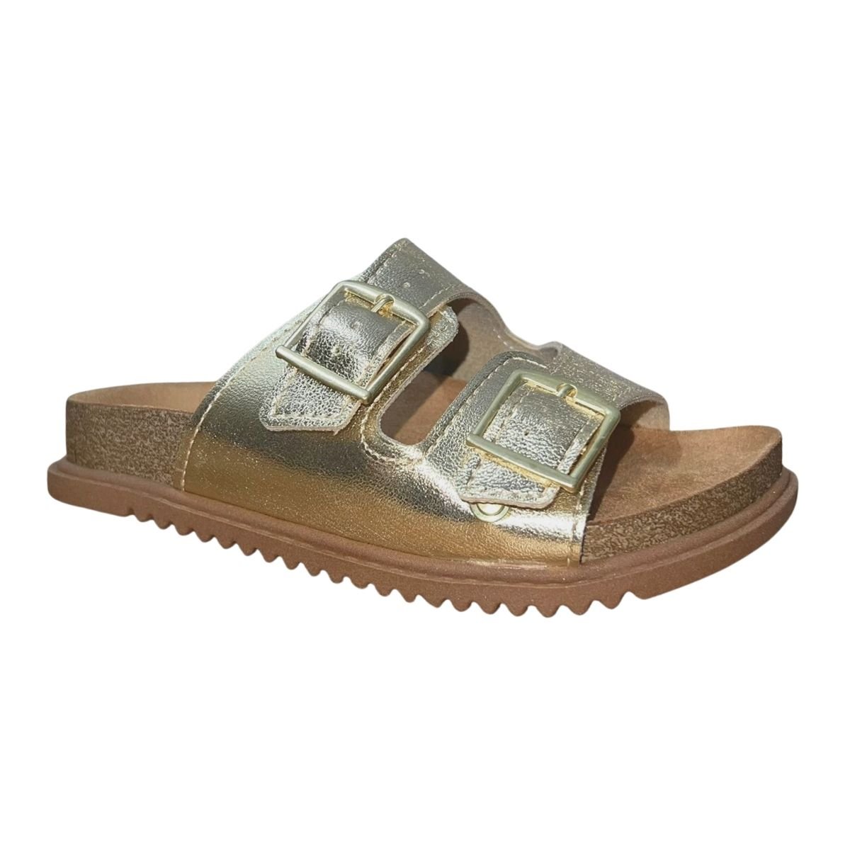 Sandália Slide de Fivela Infantil Menina Molekinha 2357.103 Dourdo Metalizado Dourado 3