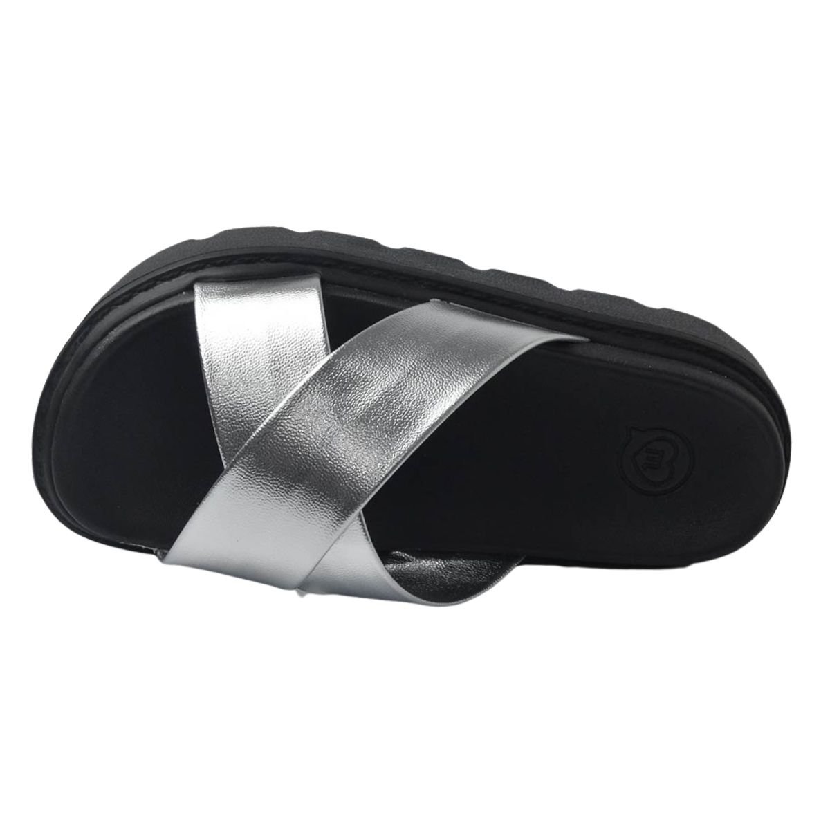 Sandália Slide Plataforma Tratorado Infantil Menina Molekinha 2362.100 Prata Preto Preto/Prata 4