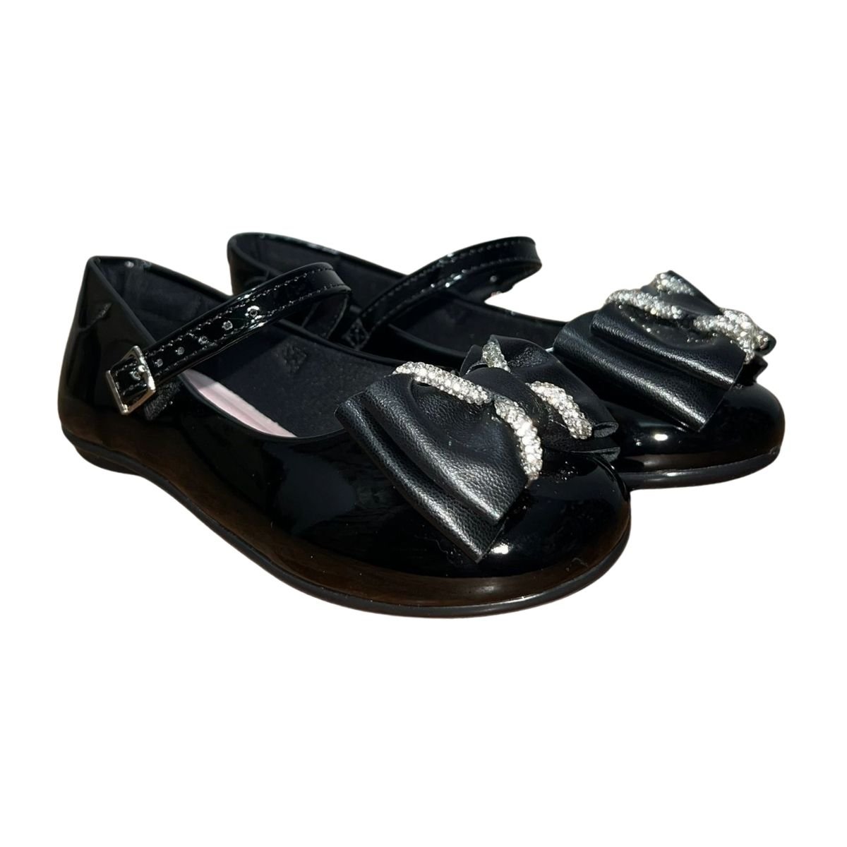 Sapatilha Casual de Tira Enfeite Laço Infantil Menina Molekinha 2083.1134 Preto Verniz Preto 2