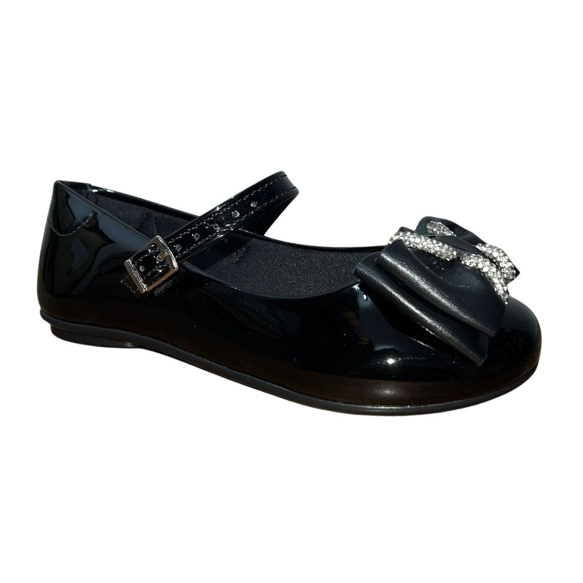 Sapatilha Casual de Tira Enfeite Laço Infantil Menina Molekinha 2083.1134 Preto Verniz Preto 3