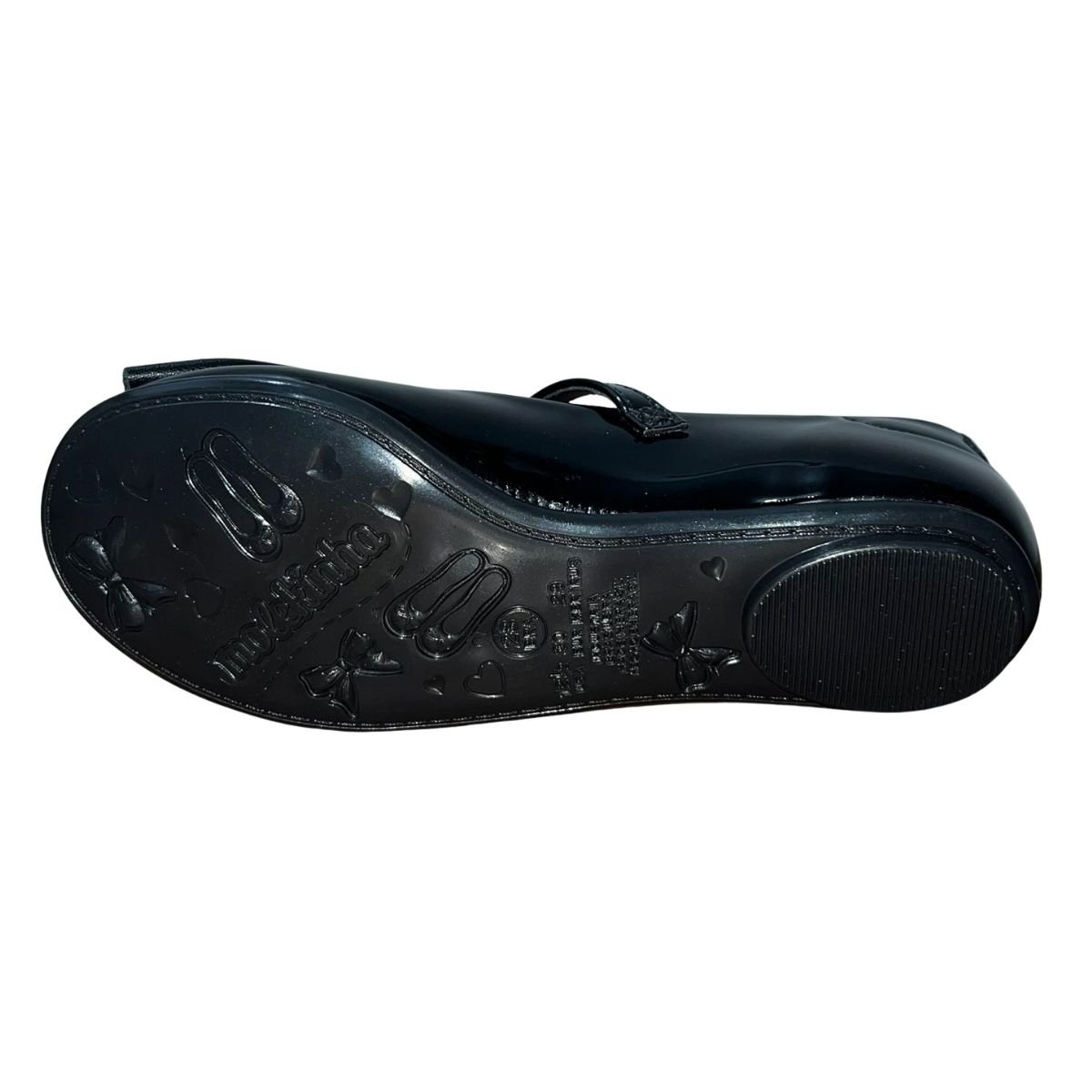 Sapatilha Casual de Tira Enfeite Laço Infantil Menina Molekinha 2083.1134 Preto Verniz Preto 6
