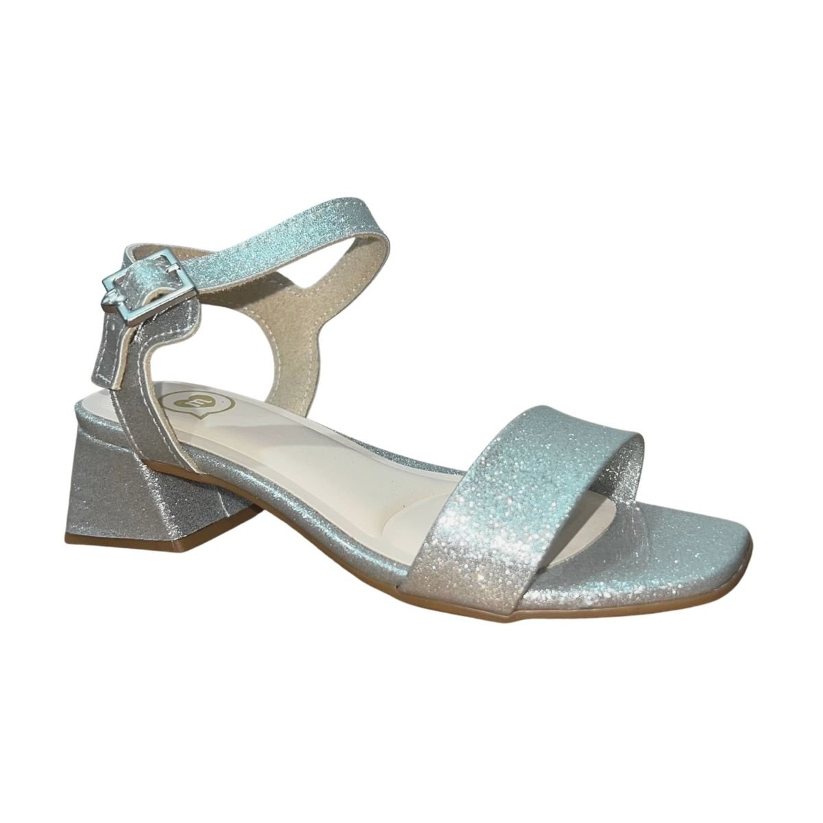 Sandália de Salto Bloco Infantil Menina Molekinha 2347.100 Prata Verniz Prata 3