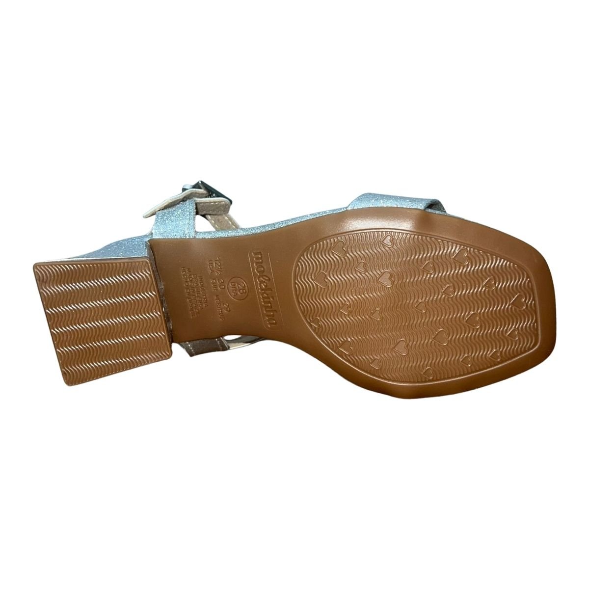 Sandália de Salto Bloco Infantil Menina Molekinha 2347.100 Prata Verniz Prata 6