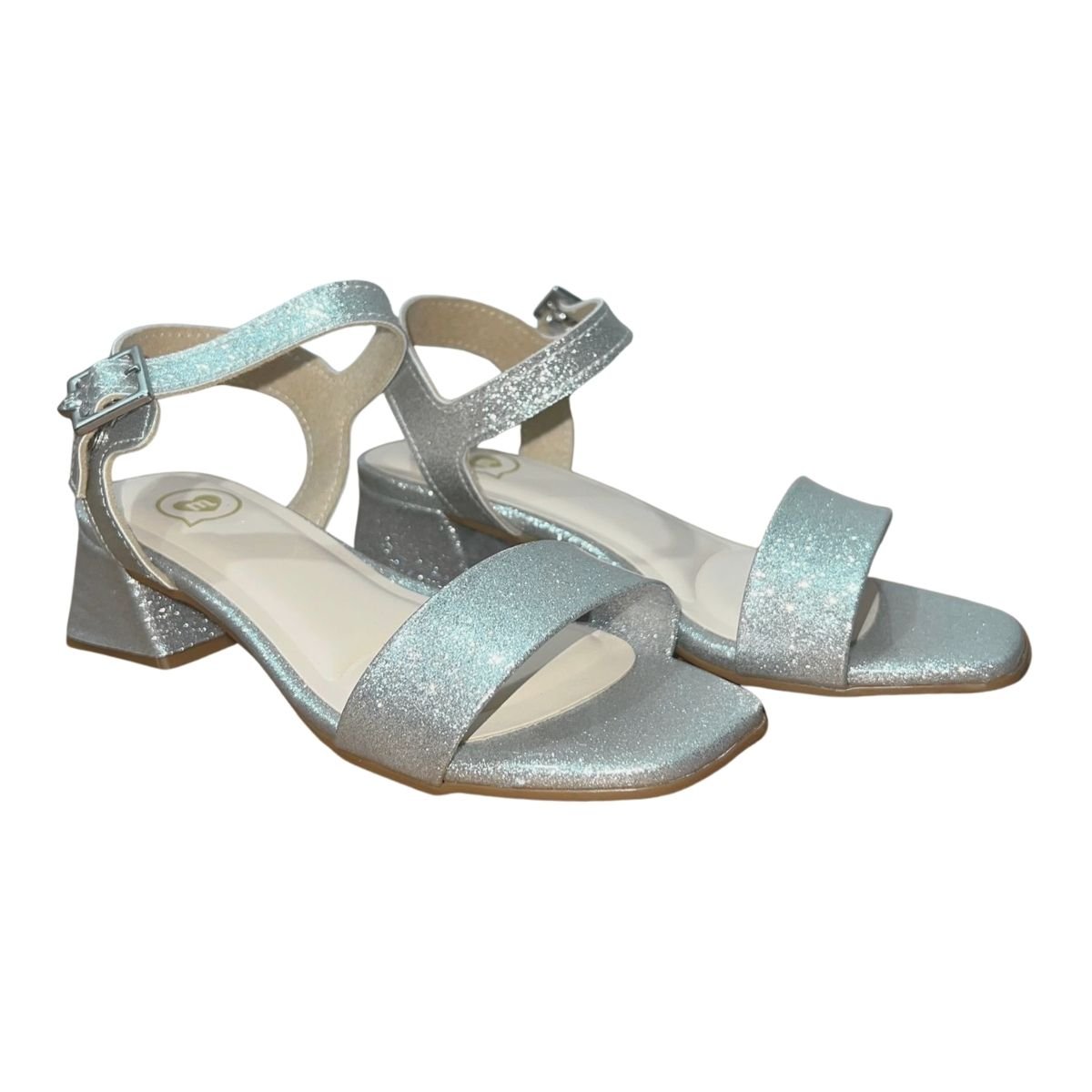 Sandália de Salto Bloco Infantil Menina Molekinha 2347.100 Prata Verniz Prata 2