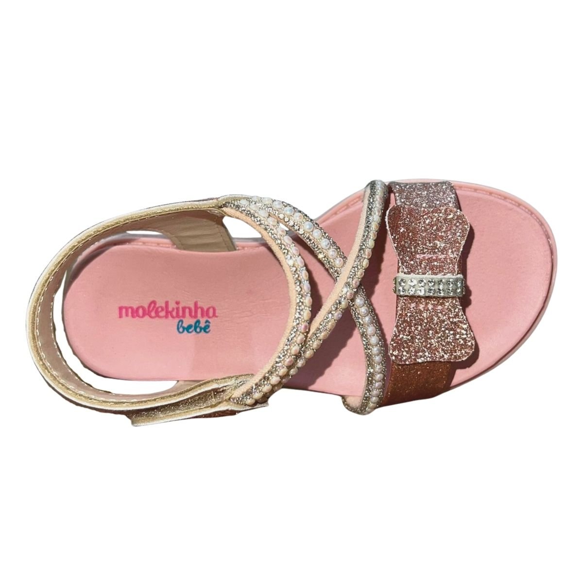 Sandália Rasteira Infantil Menina Molekinha 2714.225 Rosa Verniz Rosa 4