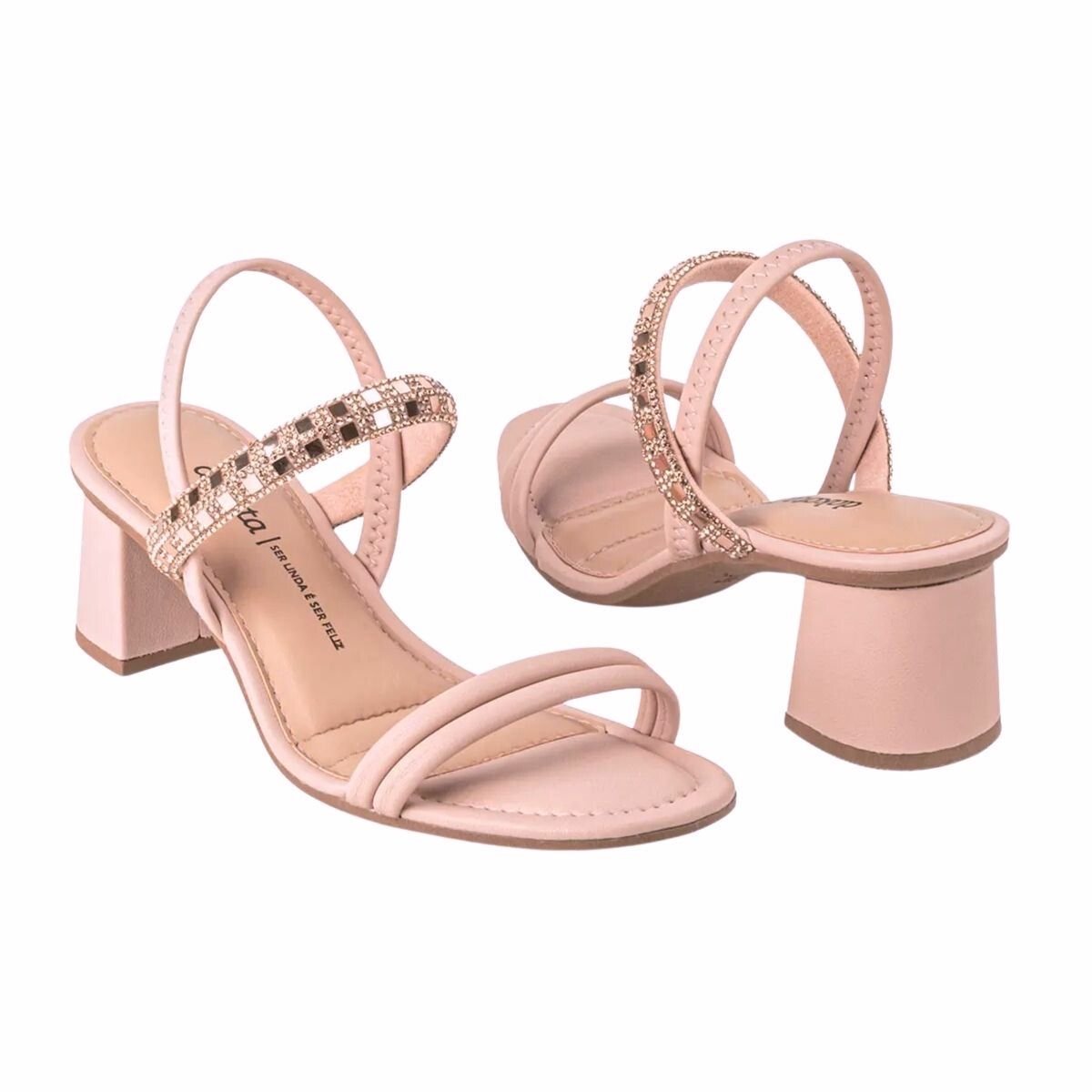 Sandália de Salto Bloco Feminino Dakota Y7222 Rosa Rosa 2