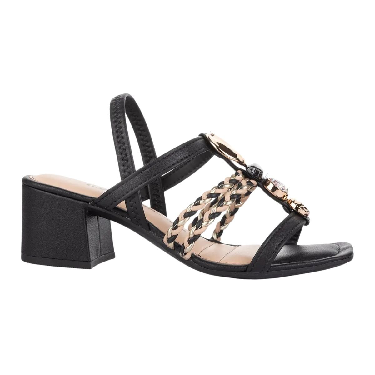 Sandália de Salto Bloco Feminino Dakota Y8211 Preto Preto 1
