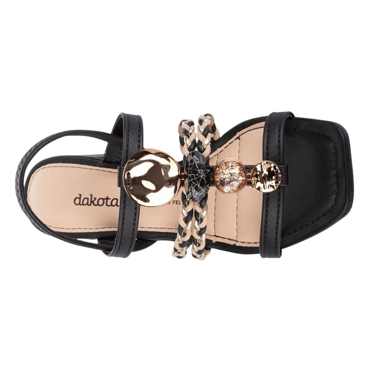 Sandália de Salto Bloco Feminino Dakota Y8211 Preto Preto 3