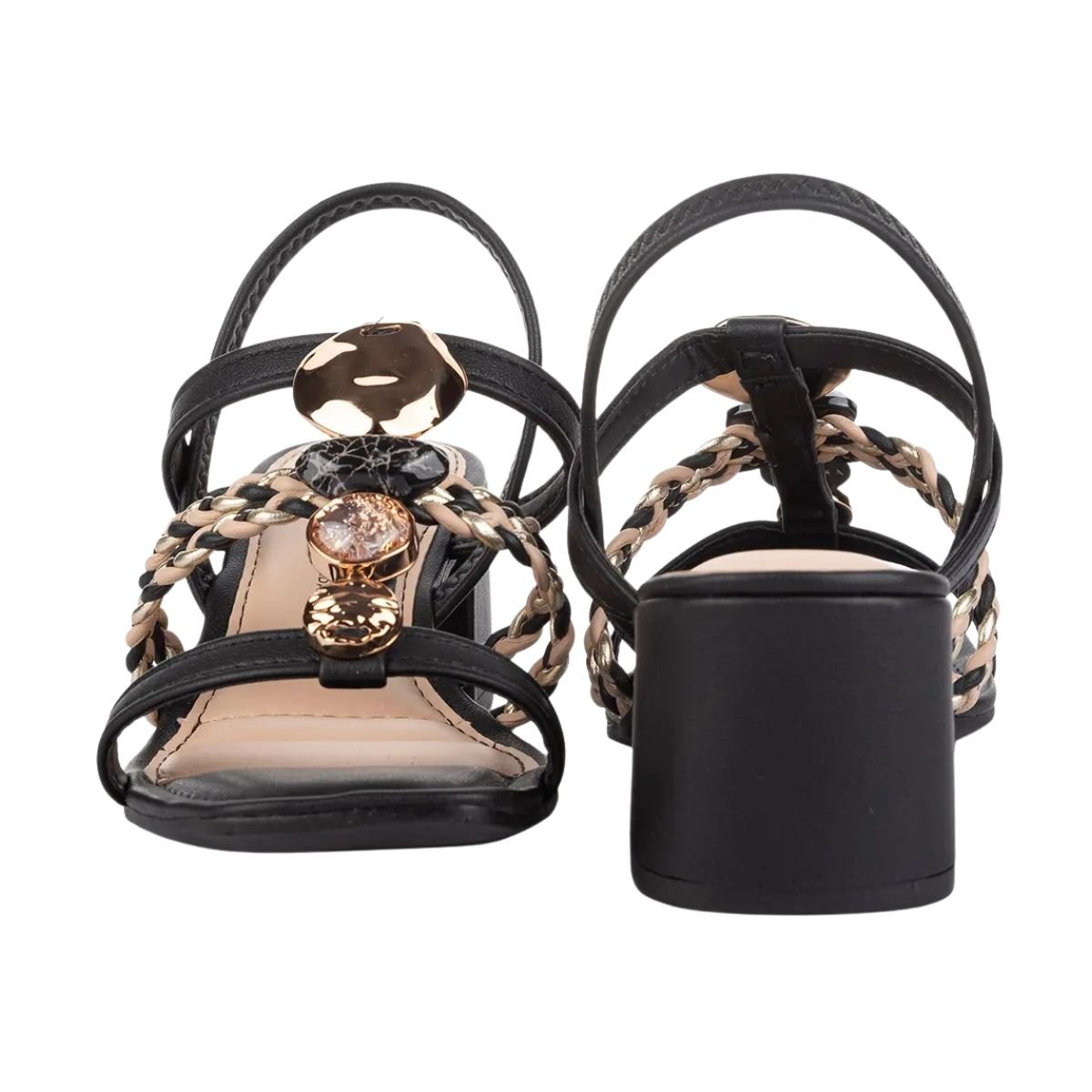 Sandália de Salto Bloco Feminino Dakota Y8211 Preto Preto 4