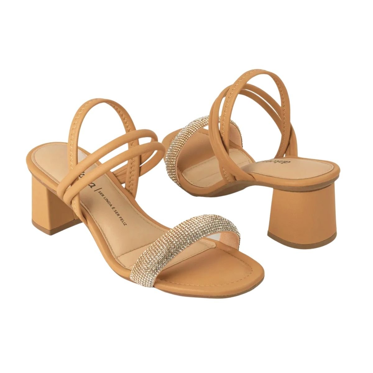 Sandália de Salto Bloco Feminino Dakota Y7731 Bege Bege 2