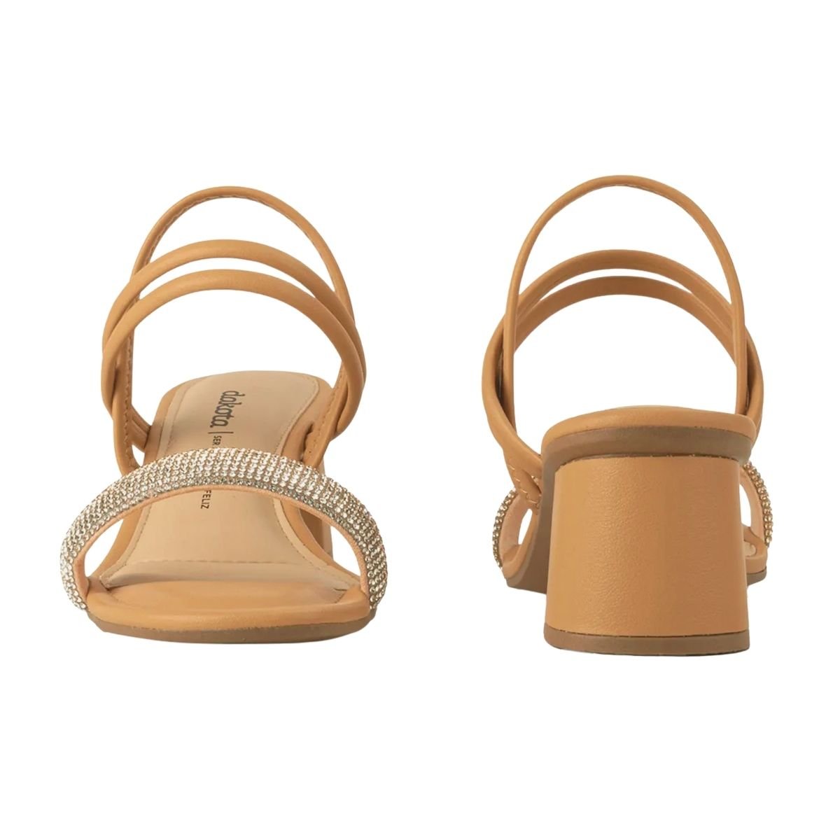 Sandália de Salto Bloco Feminino Dakota Y7731 Bege Bege 4