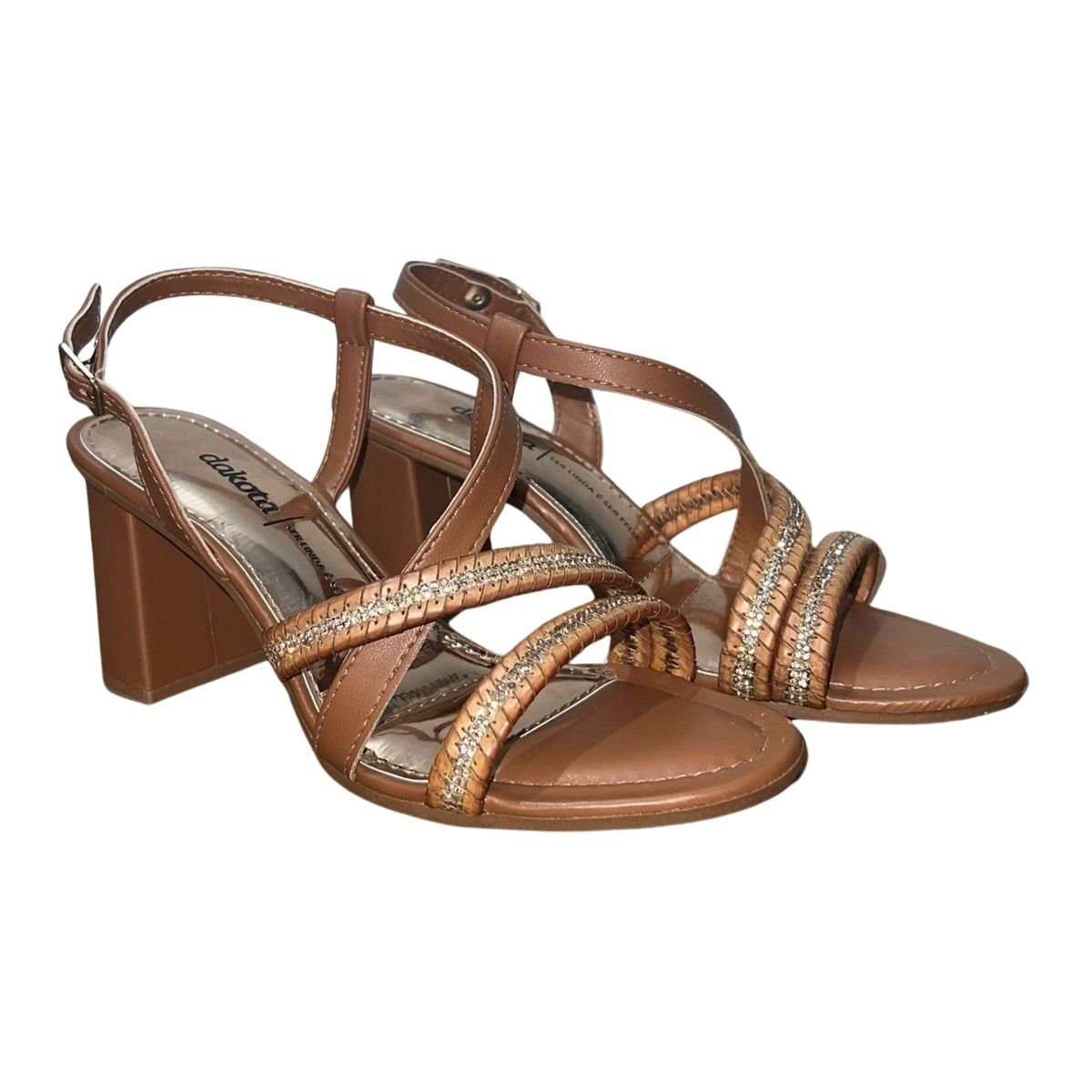 Sandália de Salto Bloco Feminino Dakota Y7932 Marrom Marrom 2