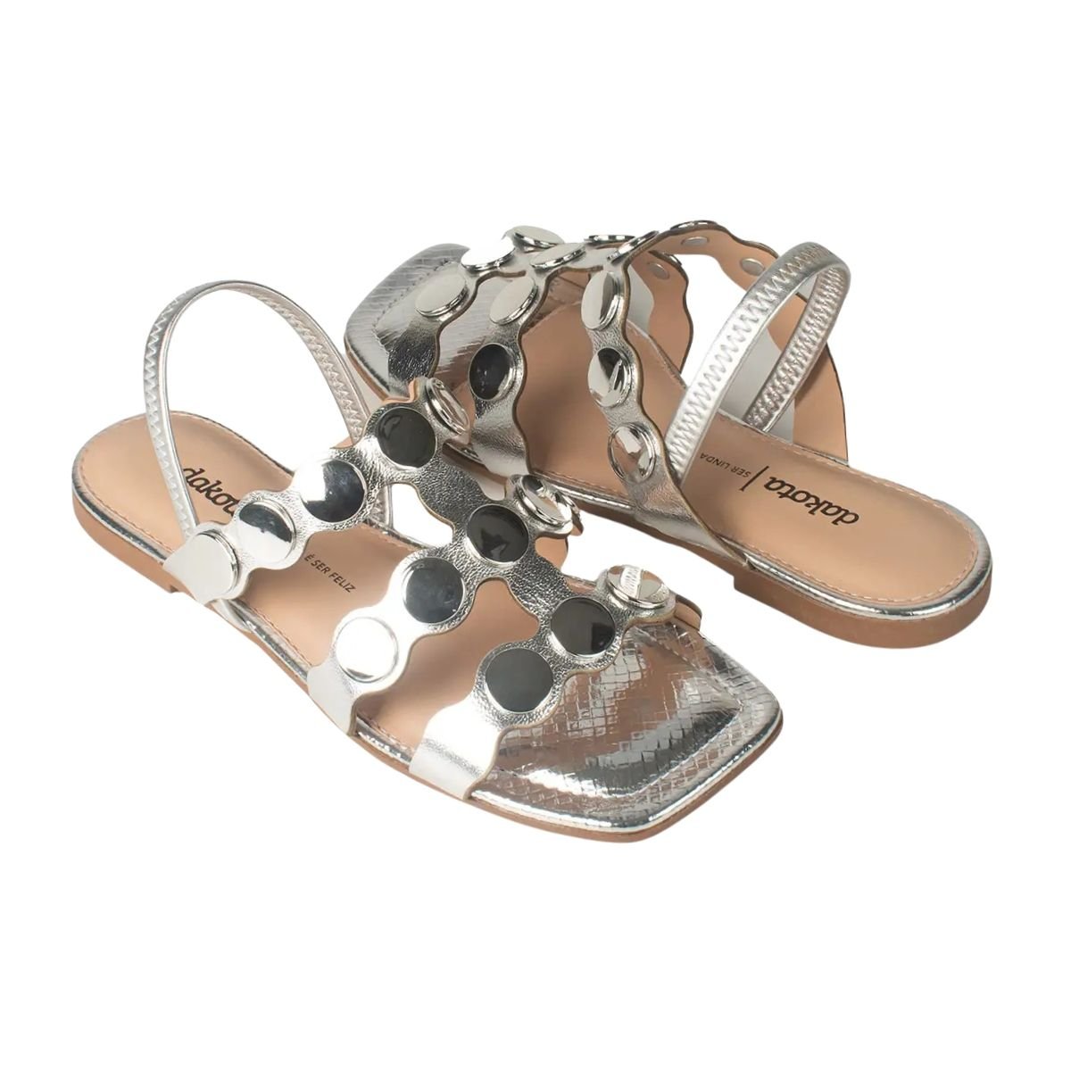 Sandália Rasteira Feminino Dakota Y7601 Prata Prata 2