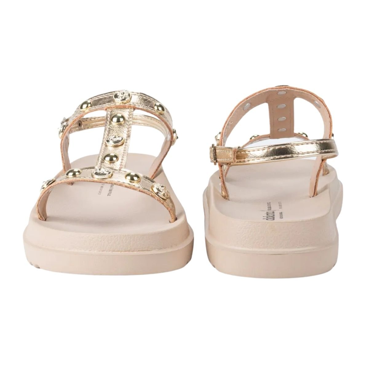 Sandália Rasteira Feminino Dakota Y7832 Dourado Bege 4