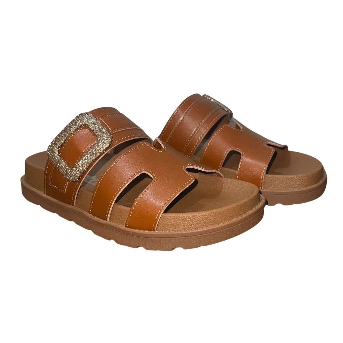 Sandália Slide Plataforma Feminino Dakota Y7823 Marrom Marrom 2