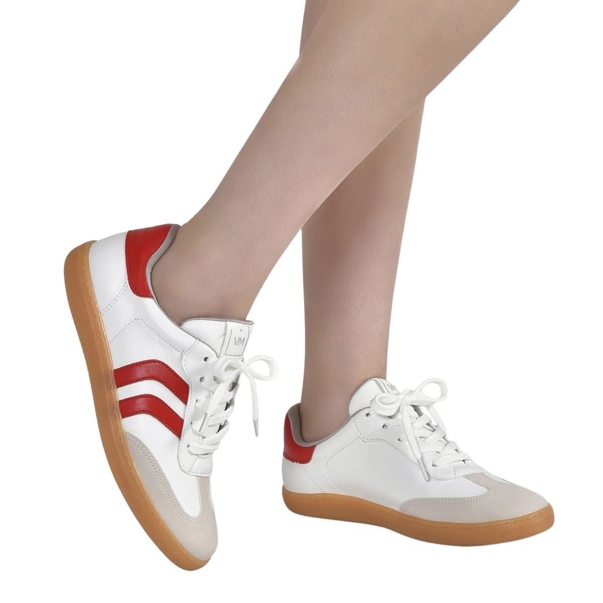 Tênis Casual Feminino Via Marte 129-003-02 Branco Vermelho Branco 4