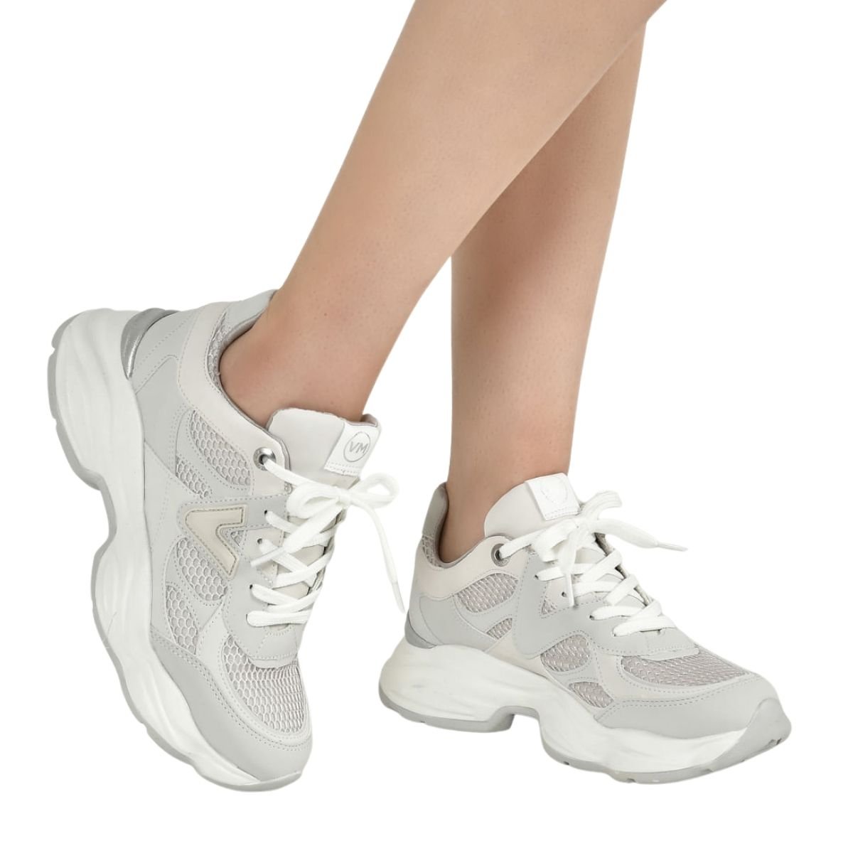 Tênis Chunky Casual Feminino Via Marte 158-002-02 Bege Bege/Cinza 4