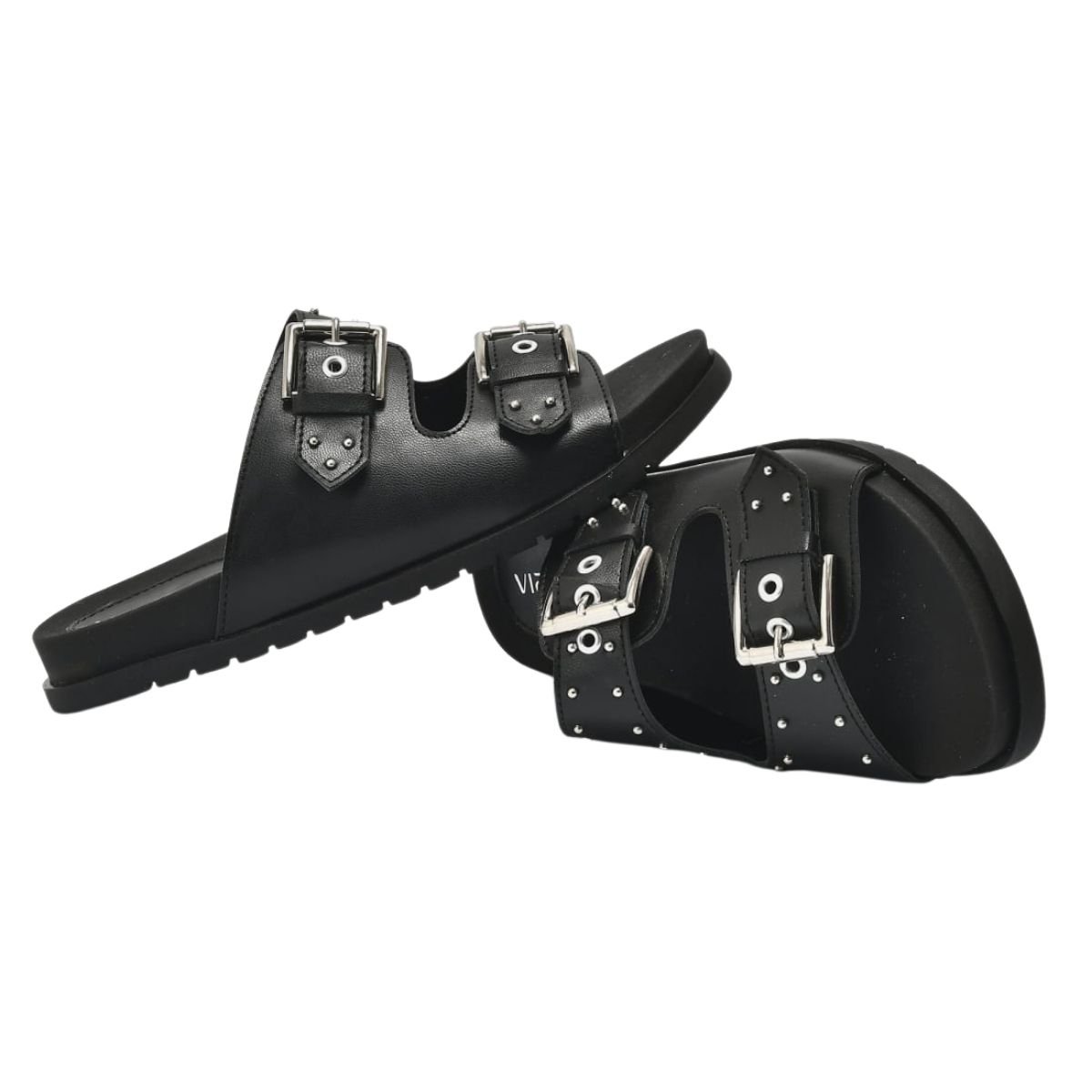 Sandália Papete Slide Feminino Via Marte 174-004-01 Preto Preto 3