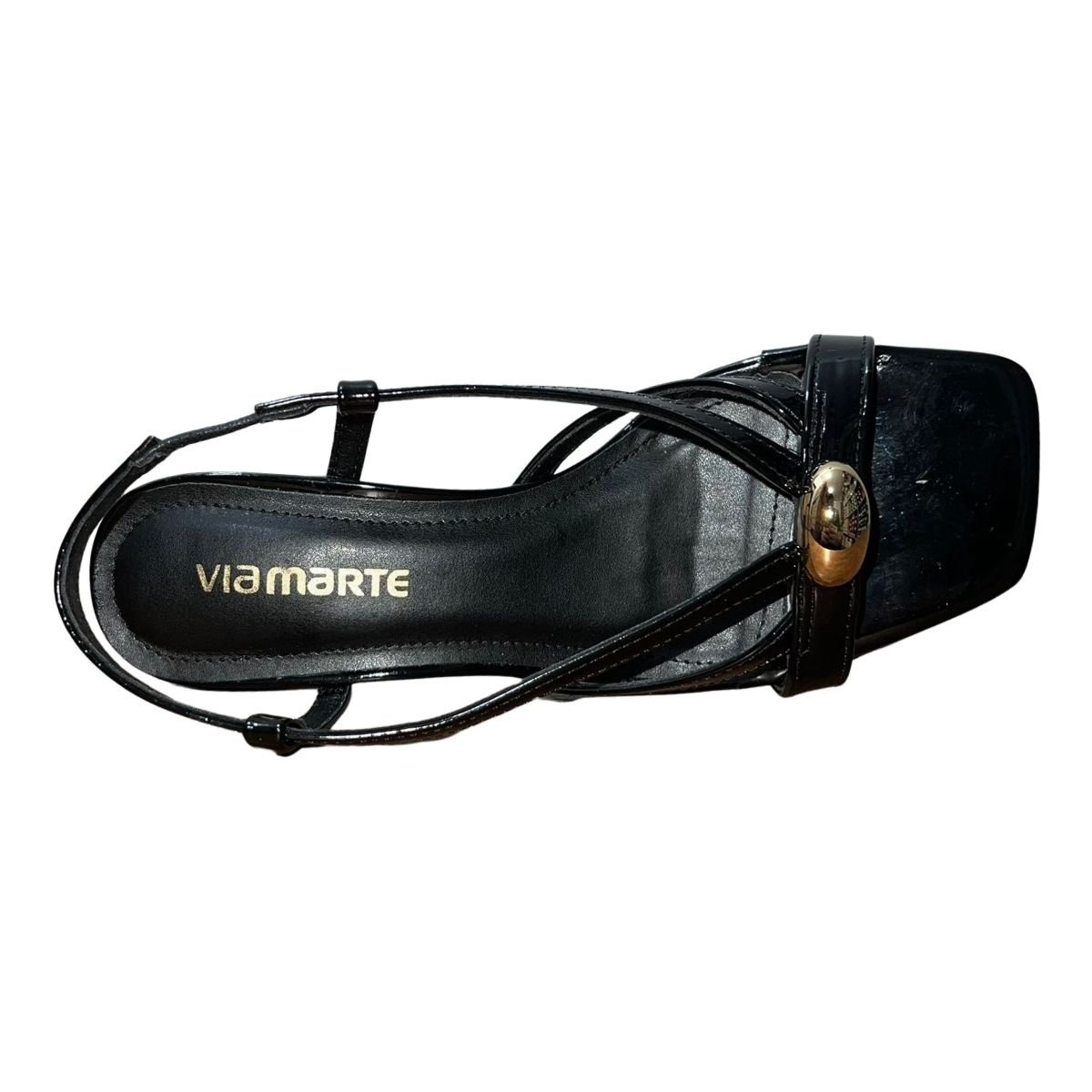 Sandália de Salto Bloco Feminino Via Marte 171-002-01 Preto Verniz Preto 4