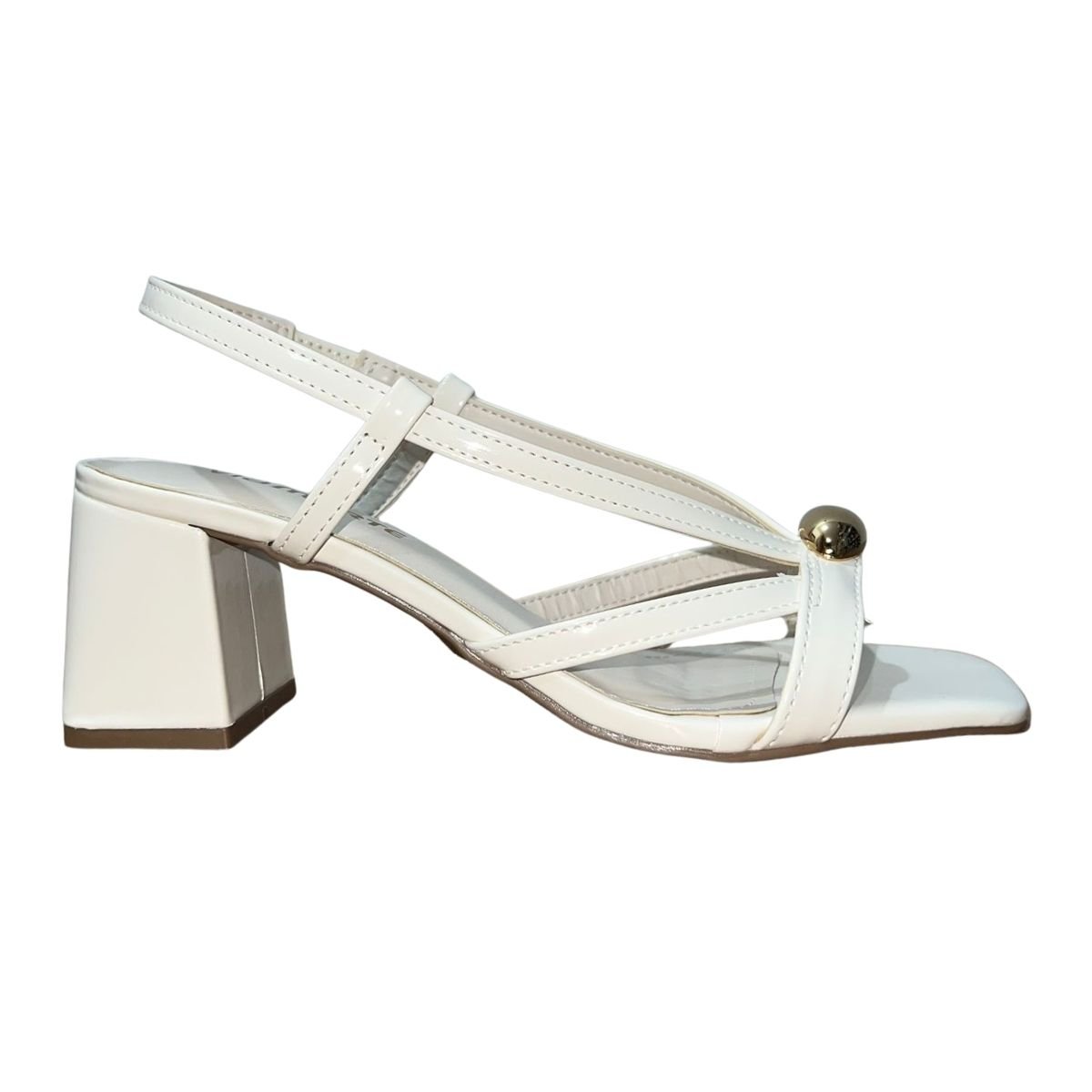 Sandália de Salto Bloco Feminino Via Marte 171-002-01 Branco Verniz