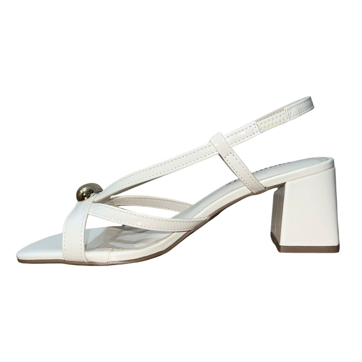 Sandália de Salto Bloco Feminino Via Marte 171-002-01 Branco Verniz Branco 5