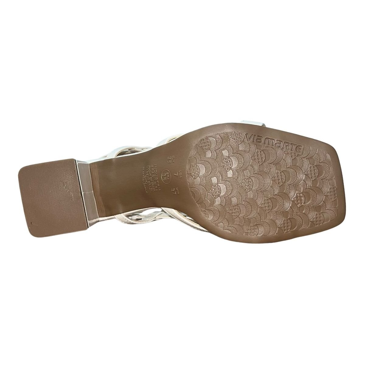 Sandália de Salto Bloco Feminino Via Marte 171-002-01 Branco Verniz Branco 6