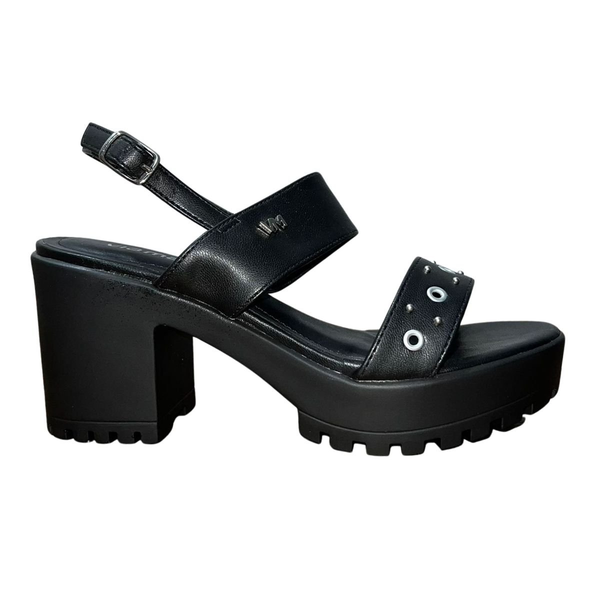 Sandália Plataforma de Salto Bloco Tratorado Feminino Via Marte 162-001-01 Preto