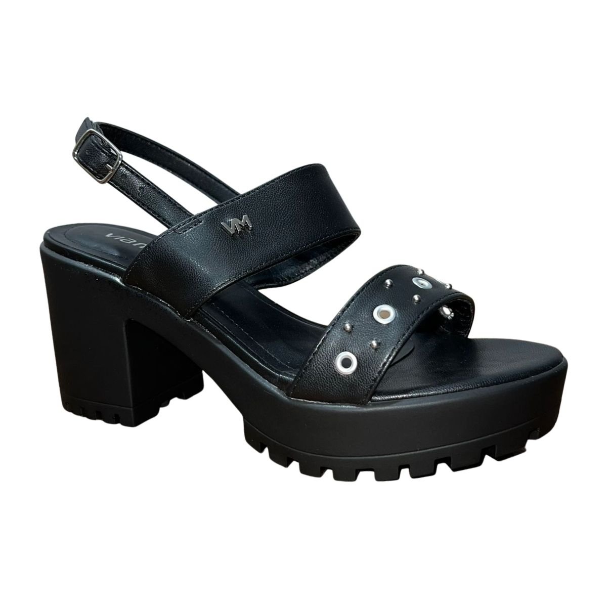 Sandália Plataforma de Salto Bloco Tratorado Feminino Via Marte 162-001-01 Preto Preto 3