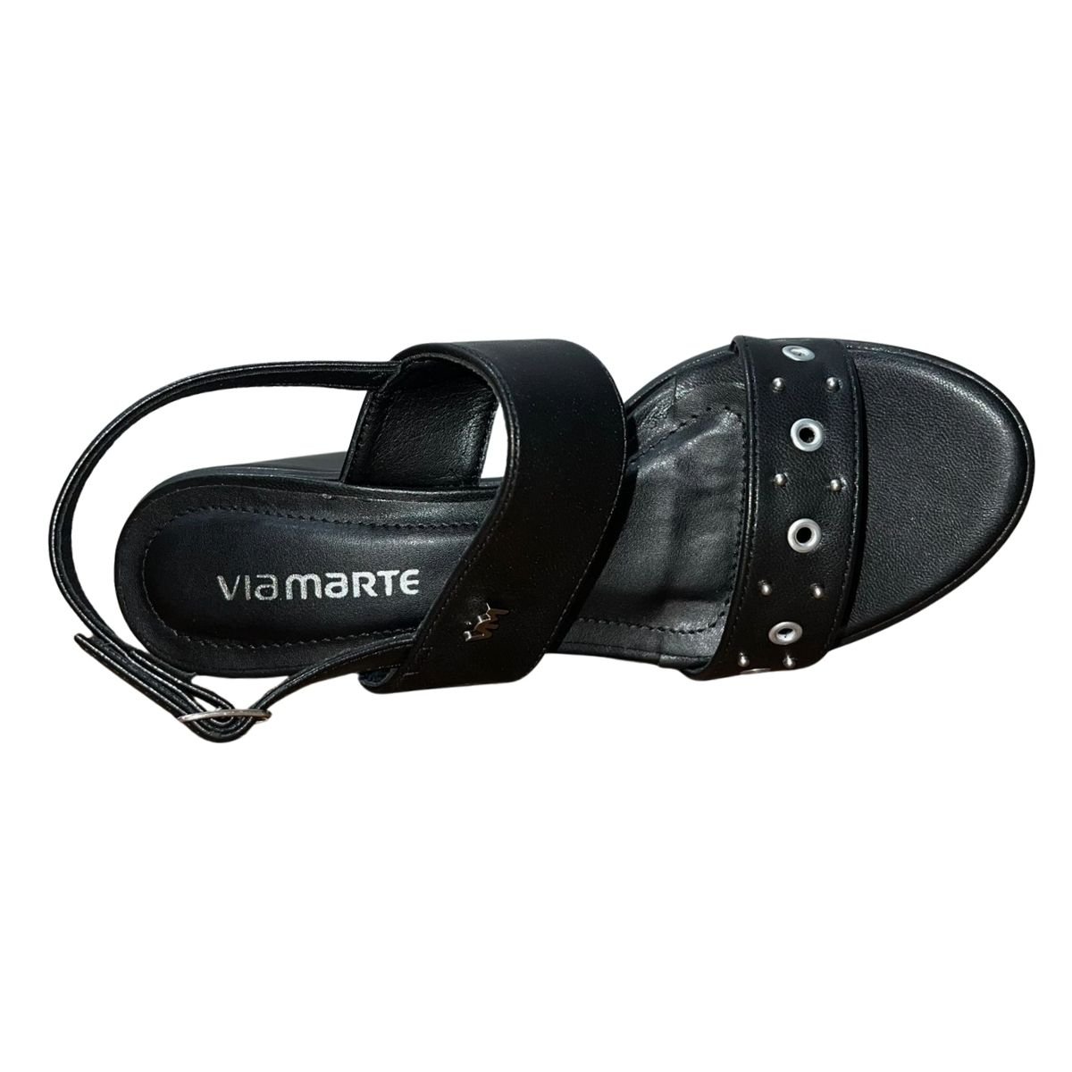 Sandália Plataforma de Salto Bloco Tratorado Feminino Via Marte 162-001-01 Preto Preto 4