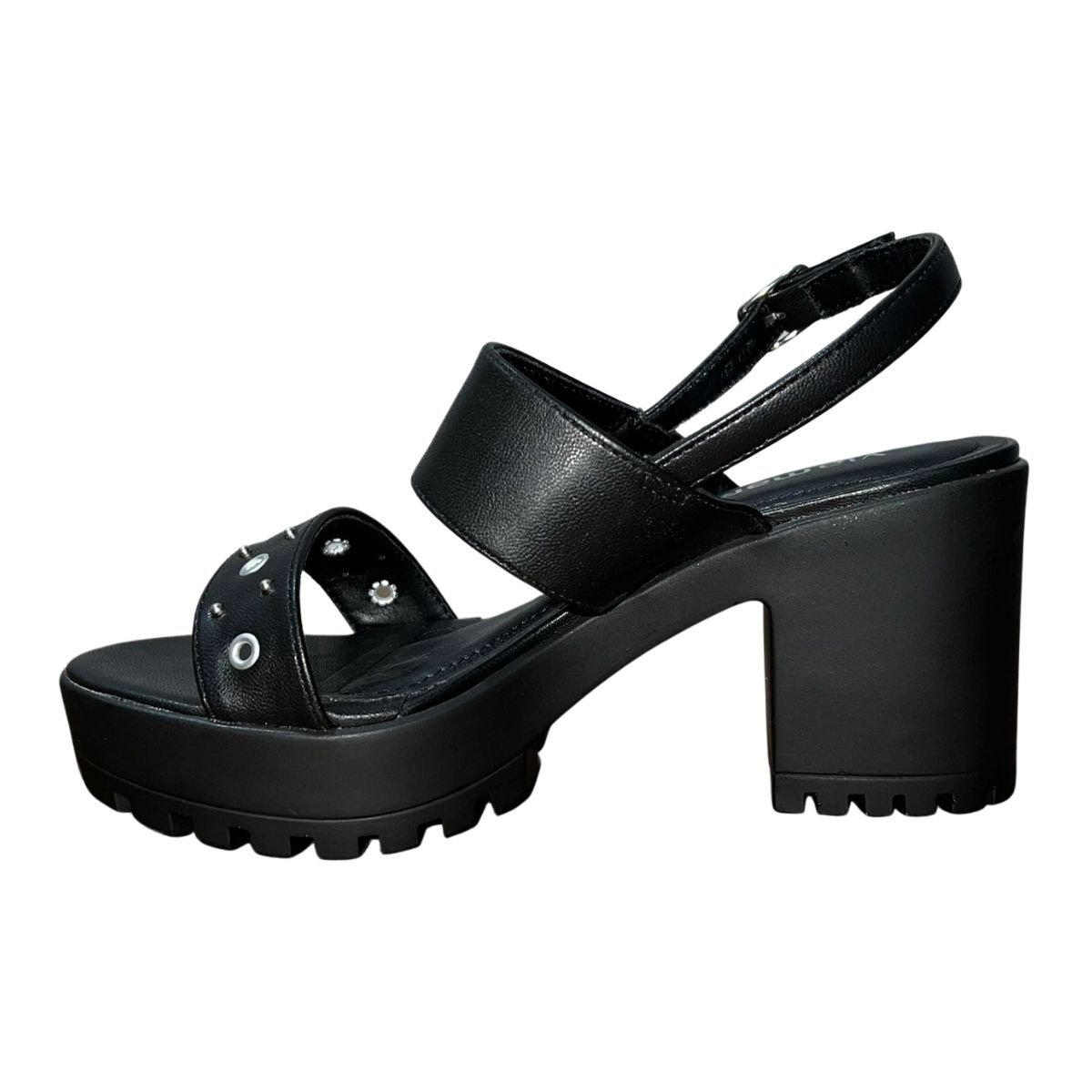 Sandália Plataforma de Salto Bloco Tratorado Feminino Via Marte 162-001-01 Preto Preto 5