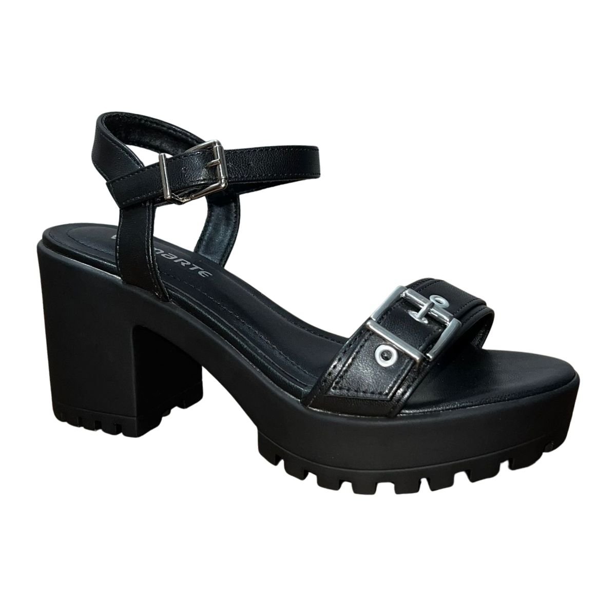 Sandália Plataforma de Salto Bloco Tratorado Feminino Via Marte 162-002-01 Preto Preto 3